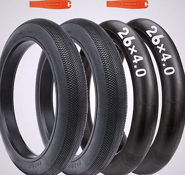 2 Pack E-Bike Mountain Bicycle Tire 26x4.0 Fat Bike tire with 2Tubes 26x4,Black