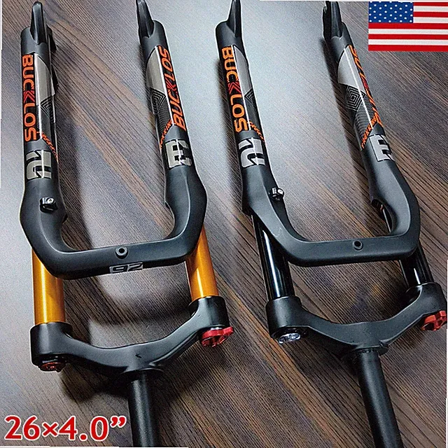 26*4.0 inch MTB Fat Bike Air Suspension Fork 1-1/8 Threadless Disc Brake Fork QR