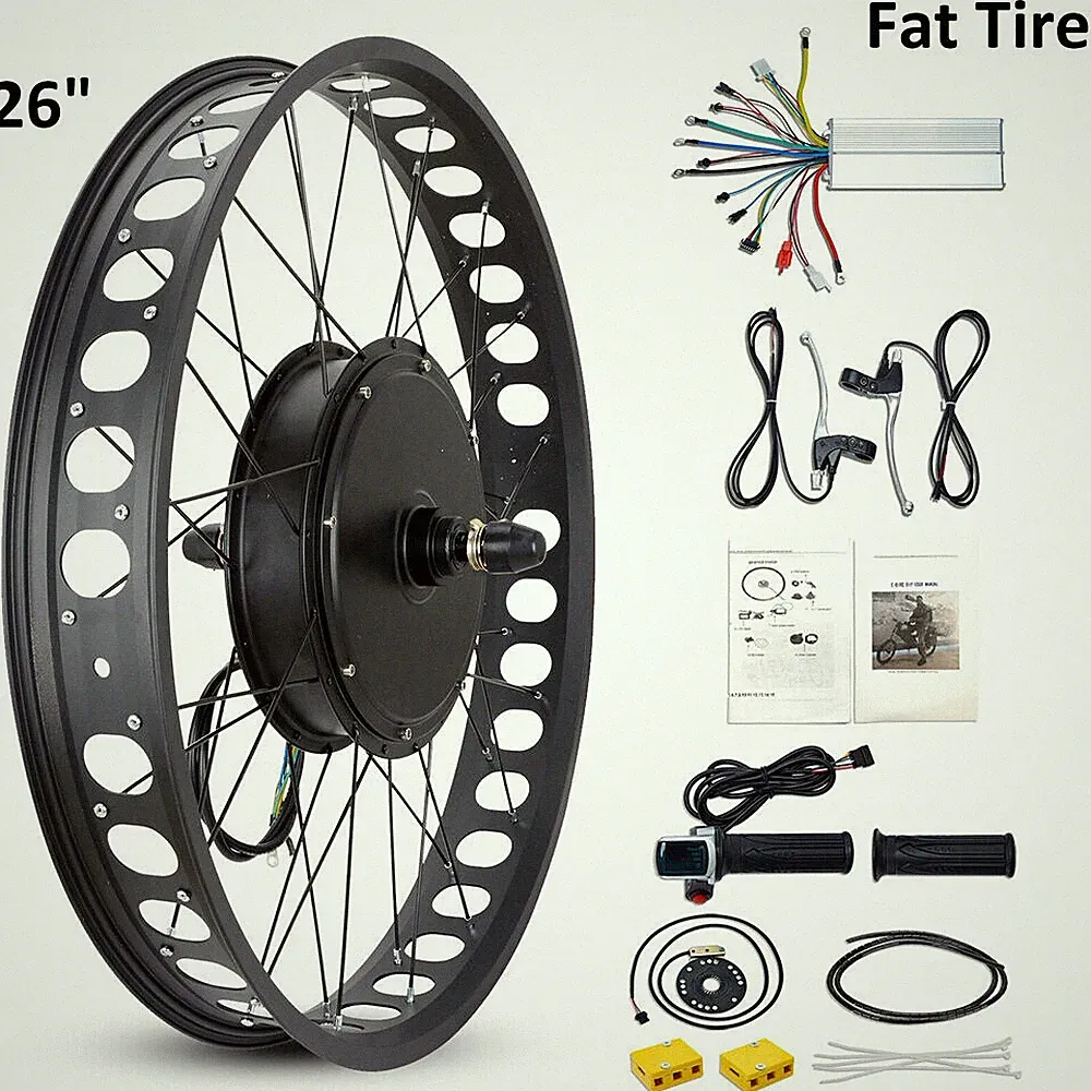 26" *4.0 Snow Electric Bicycle Conversion Kit Fat Tire 48V 1000W Front Hub Motor