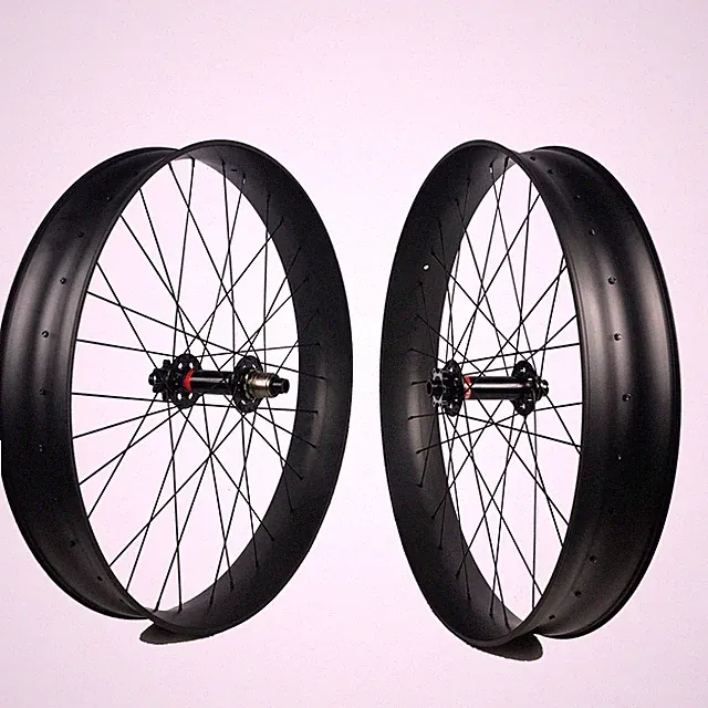 26er Snow Bicycle Wheels 95mmX18mm Tubeless Carbon Fiber Fat Tire Bike Wheelset