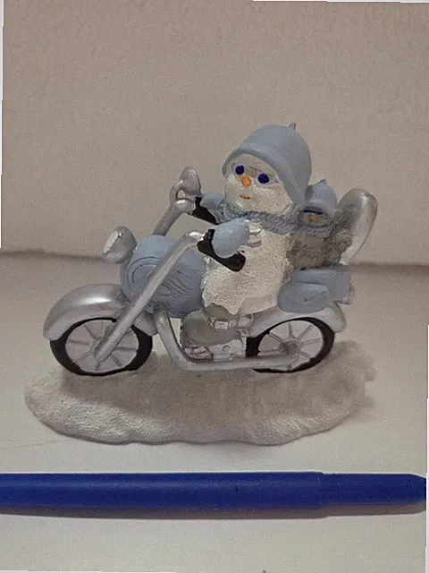 4" MOTORCYCLE Encore Snow Buddies Snowville Christmas Village VTG