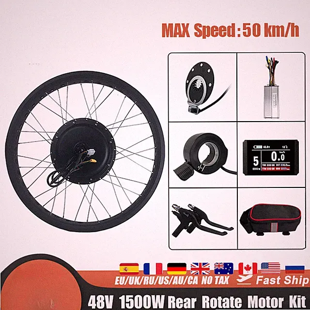 48V 1500W Snow Fat Tire E-bike Conversion Kit Rear Rotate Motor 20/26*4.0Inch