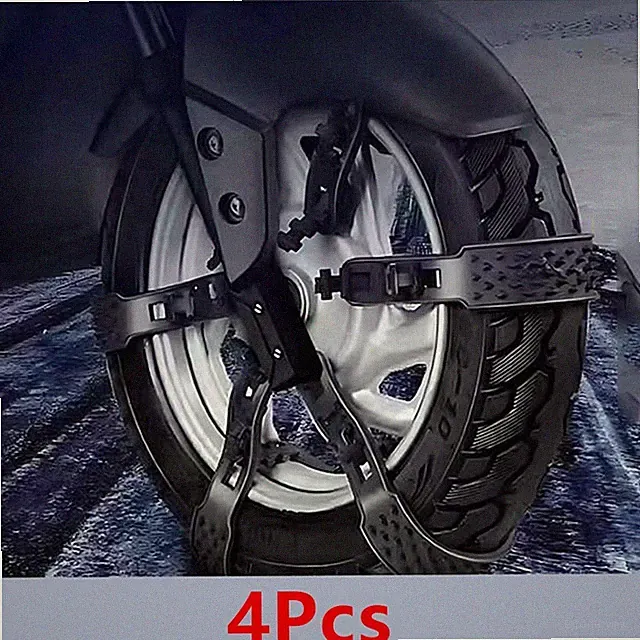 4Pcs Winter Tire Anti-Skid Chain Motorcycle Bicycle Wheel Tyre Snow Chains Black