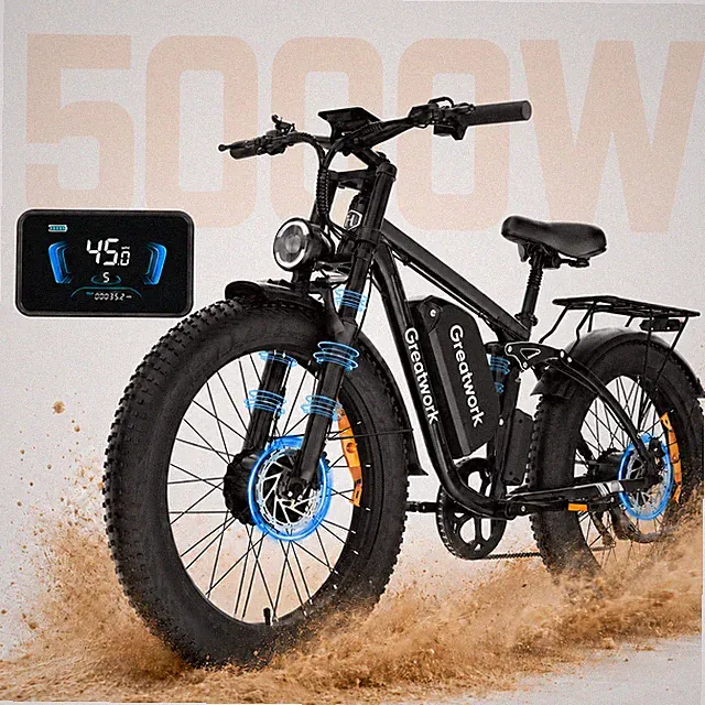 5000W Dual Motor Ebike Electric Bike for Adults 26" Fat Tires 45MPH Fast Bicycle