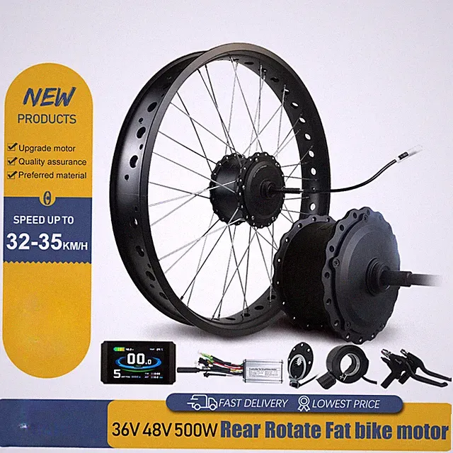 500W Snow Fat Tire E-Bike Conversion Kit 20/26inch Rear Rotate Wheel Hub Motor