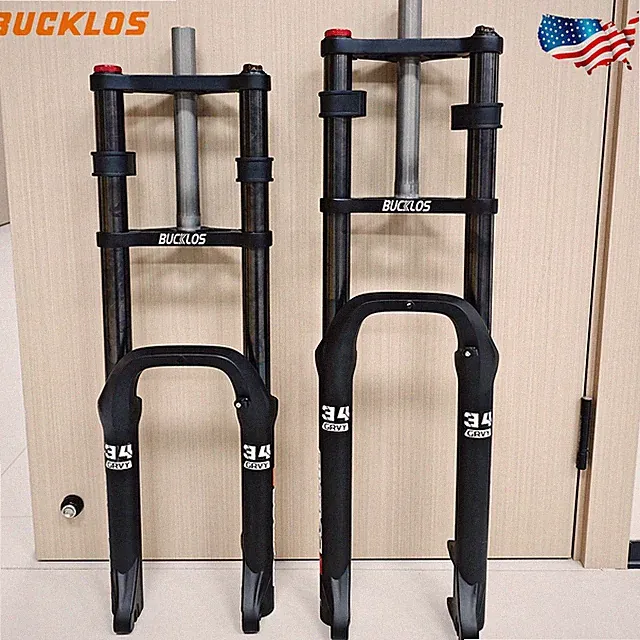 BUCKLOS 20/26in MTB Coil Suspension Fat Fork Snow/Electric Bike Forks 9*135cm QR