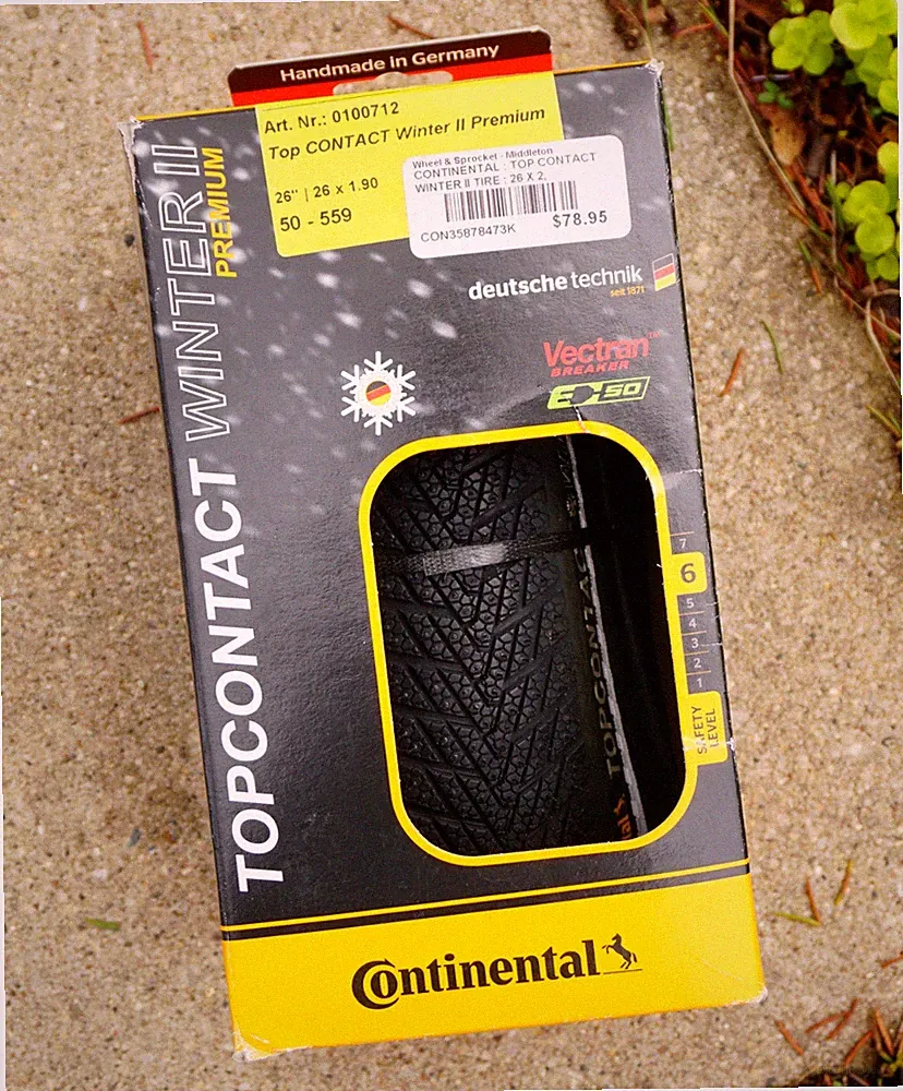 Continental Tire Top Contact Winter II 26x1.9 559 Commuter Bike Touring Snow Ice