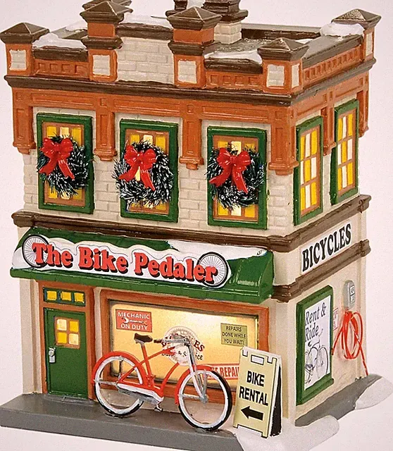 Department 56 Snow Village Bike Pedaler Lit Building 4056681 NEW