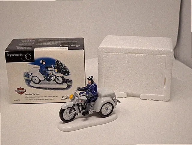 Dept 56 Snow Village: Patrolling the Road, 56.54971, Harley-Davidson Police Bike