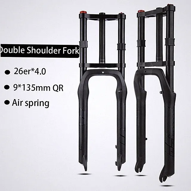 Double Shoulder Snow Fat Bike MTB Bicycle Air Suspension Fork Straight Tube
