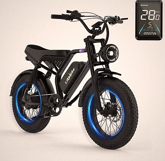 Ebike 1500W Peak 28Mph Electric Bike Mountain Bicycle 20" Fat Tire E-bike Adults