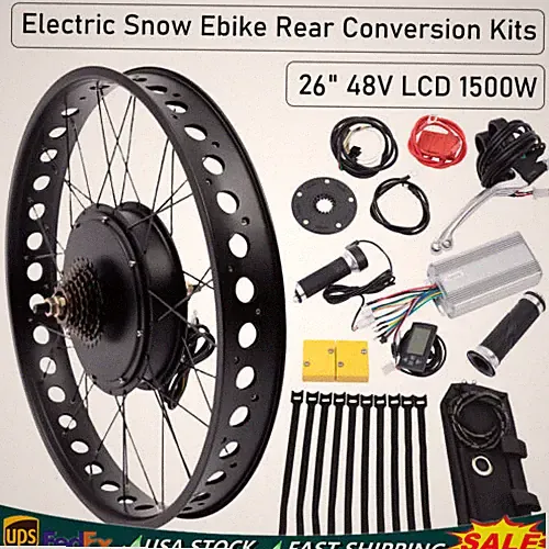 Ebike Fat Tire Bicycle Rear Hub Motor Conversion Snow Wheel Kit For 26"48V 1500W