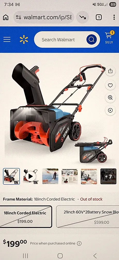 Electric Snow Blower,18 Inch Snow Thrower, Corded Snow Blower with 8-Inch