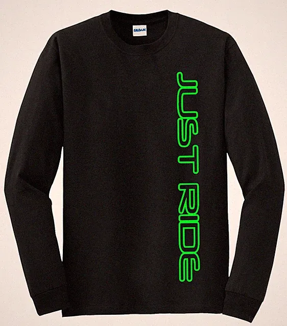 JUST RIDE LONG SLEEVE SHIRT MTB BMX WAKE SNOW SKATE BOARD ATV MX BIKE QUAD SLED