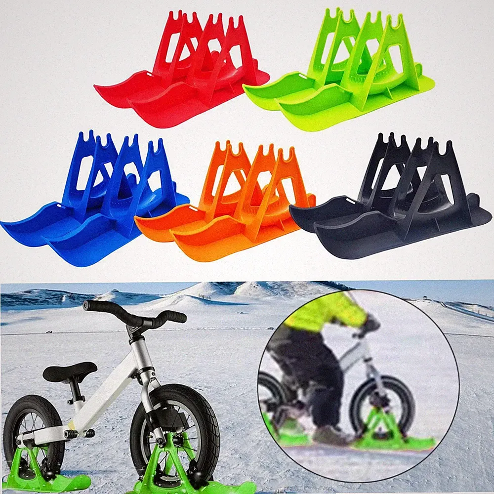 Kids Snow Ski Set Snow Sled Stable 12 inch Universal Bicycle Skiing Sled for
