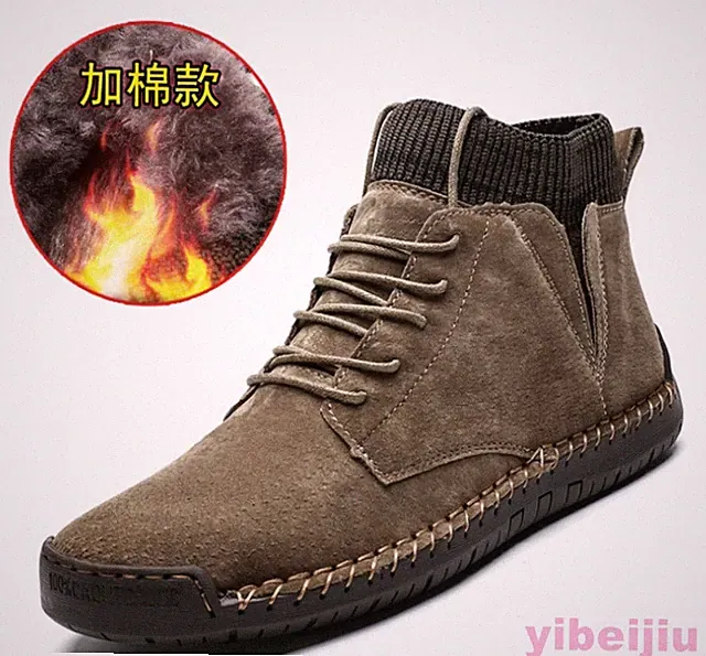 Men's Winter Warm Cotton Shoes Comfort Sneakers Snow Boots Velvet Vintage Retro
