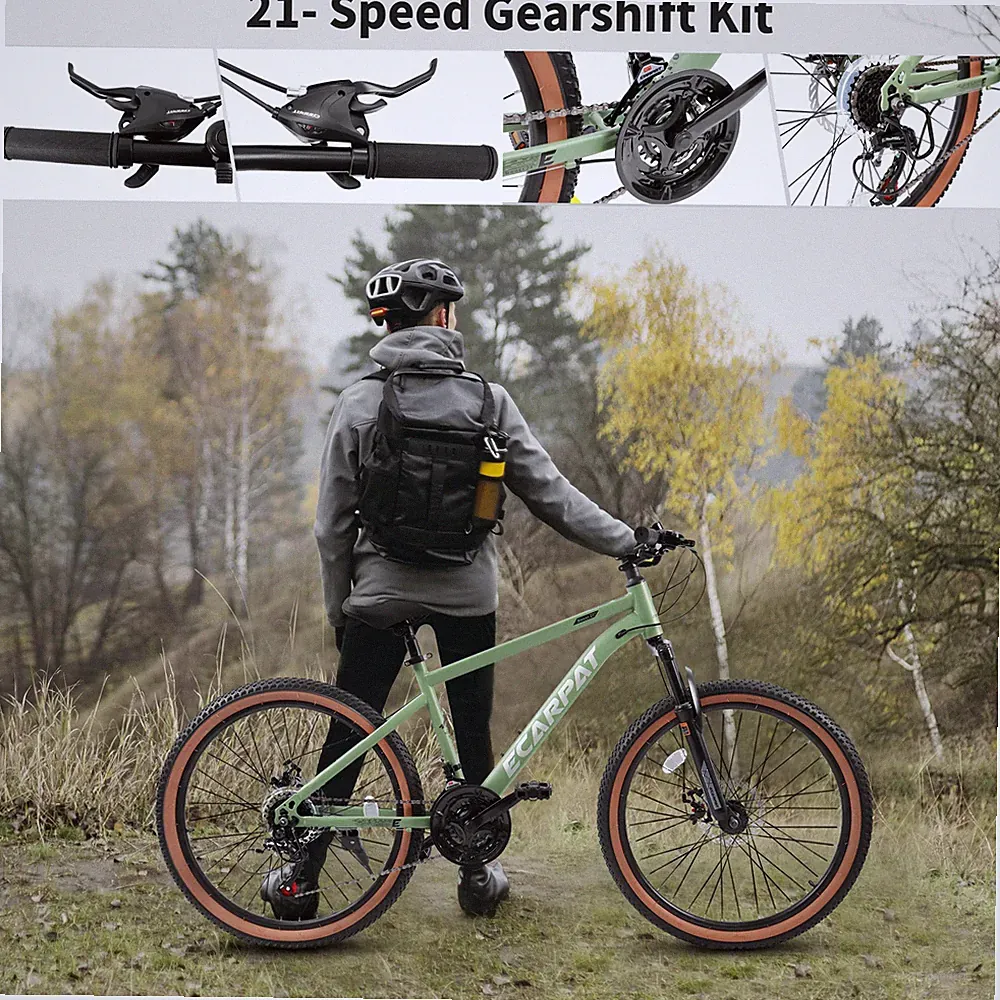 Mountain Bike 24 Inch Wheels 21-Speed Adults Trail Commuter Snow Beach Bicycles
