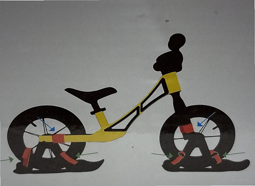 NEW BIKE TO SKI SLED CONVERTER KIT FOR KIDS BICYCLE SNOW SLED FOR BALANCING GREE