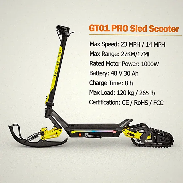 PRO ADULT ELECTRIC SNOW ICE SLED SCOOTER ELECTRIC SNOWMOBILE SKI BIKE