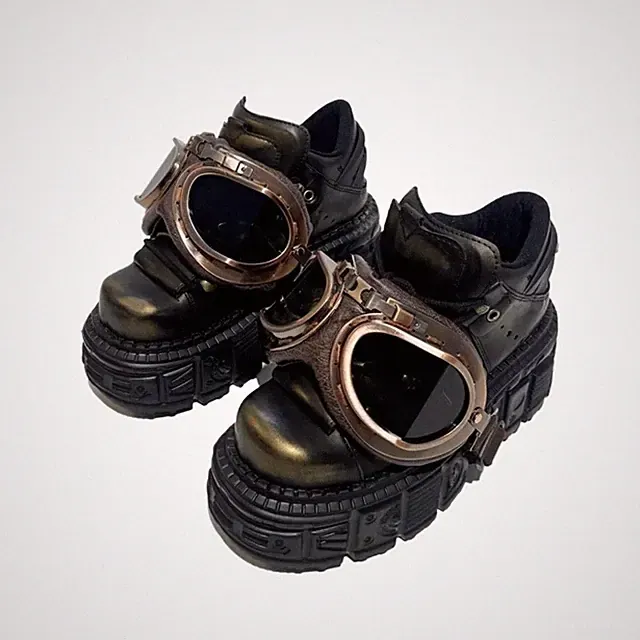 Punk Motorcycle Shoes Metal Rivet Pumps Street Rock Womens Platform Short Boots