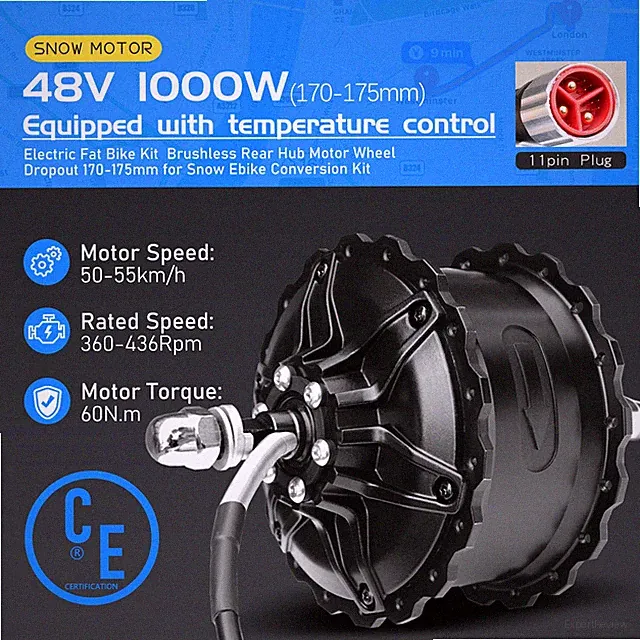 Snow E-bicycle Fat Tire Motor 48V 1000W 4.0Tyre Brushless Rear Rotate Hub Motor