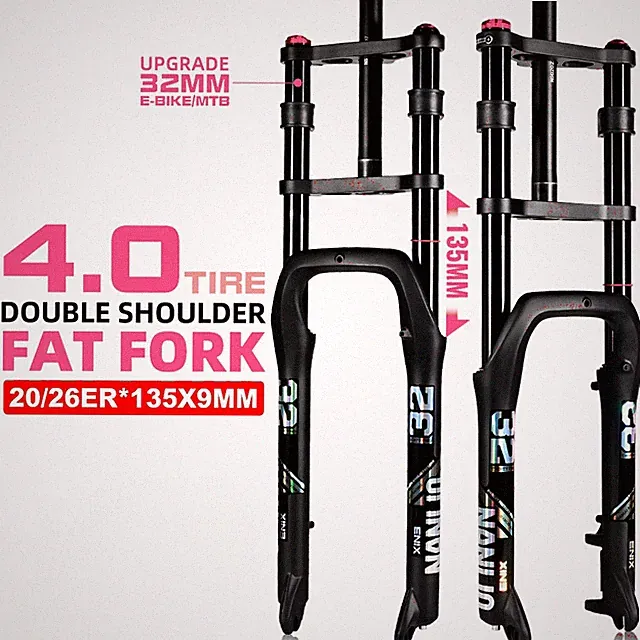 Snow E-bike Air Supension Fork MTB Double Shoulder Fork 20/26*4.0'' 160mm Travel