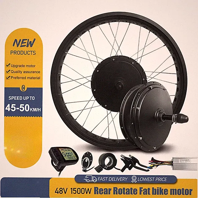 Snow E-bike Conversion Kit 20/26in 48V 1500W Rear Rotate Hub Motor Wheel