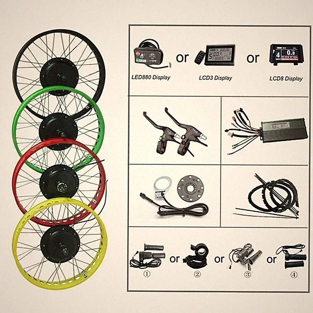 Snow Electric Bicycle Conversion Kit 20 24 26 Inch 48V 1000W 1500W Motor Wheel