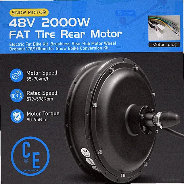 Snow Electric Bicycle Fat Tire 48V 2000W Brushless Rear Hub Motor Dropout 190mm