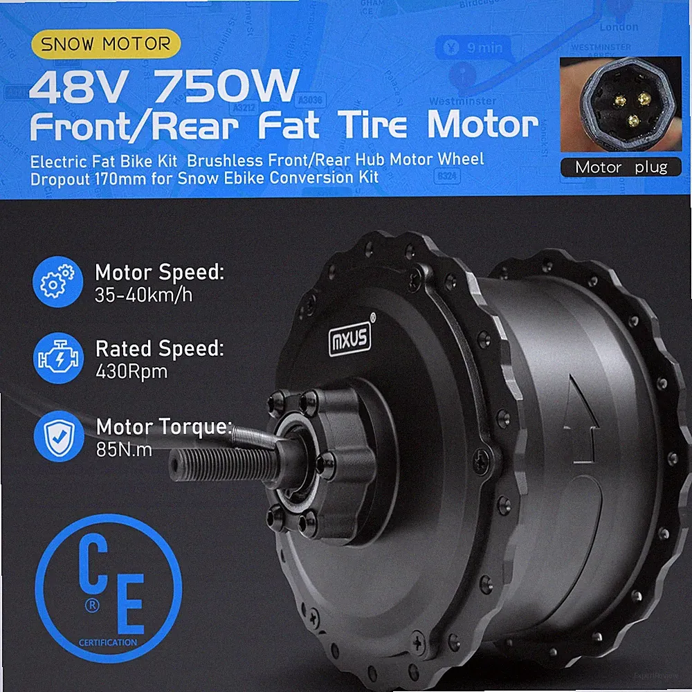 Snow Electric Bike Motor Kit 48V 750W 4.0 Tyre Brushless Front/Rear Hub Motor