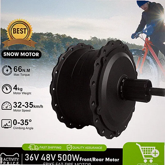 Snow Fat Electric Bike 36V 48V 500W Brushless Gear Front Rear Wheel Hub Motor